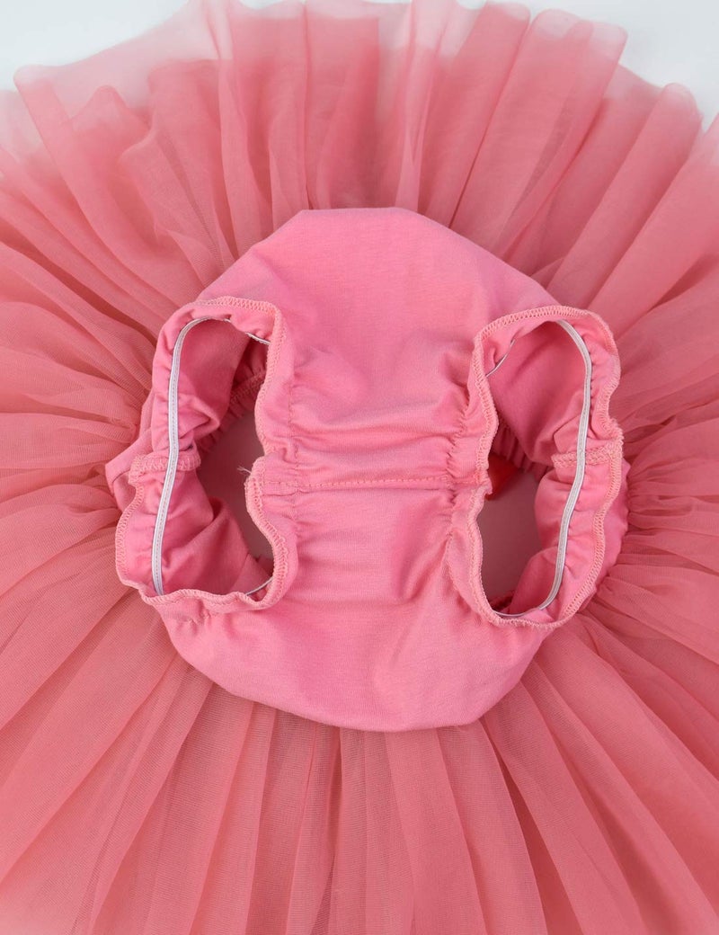Tutu.kk Baby Girls Tutu Bloomers Diaper Cover Cotton Tulle Bloomers and Headband Set Coral 3-6 Month - Image 4